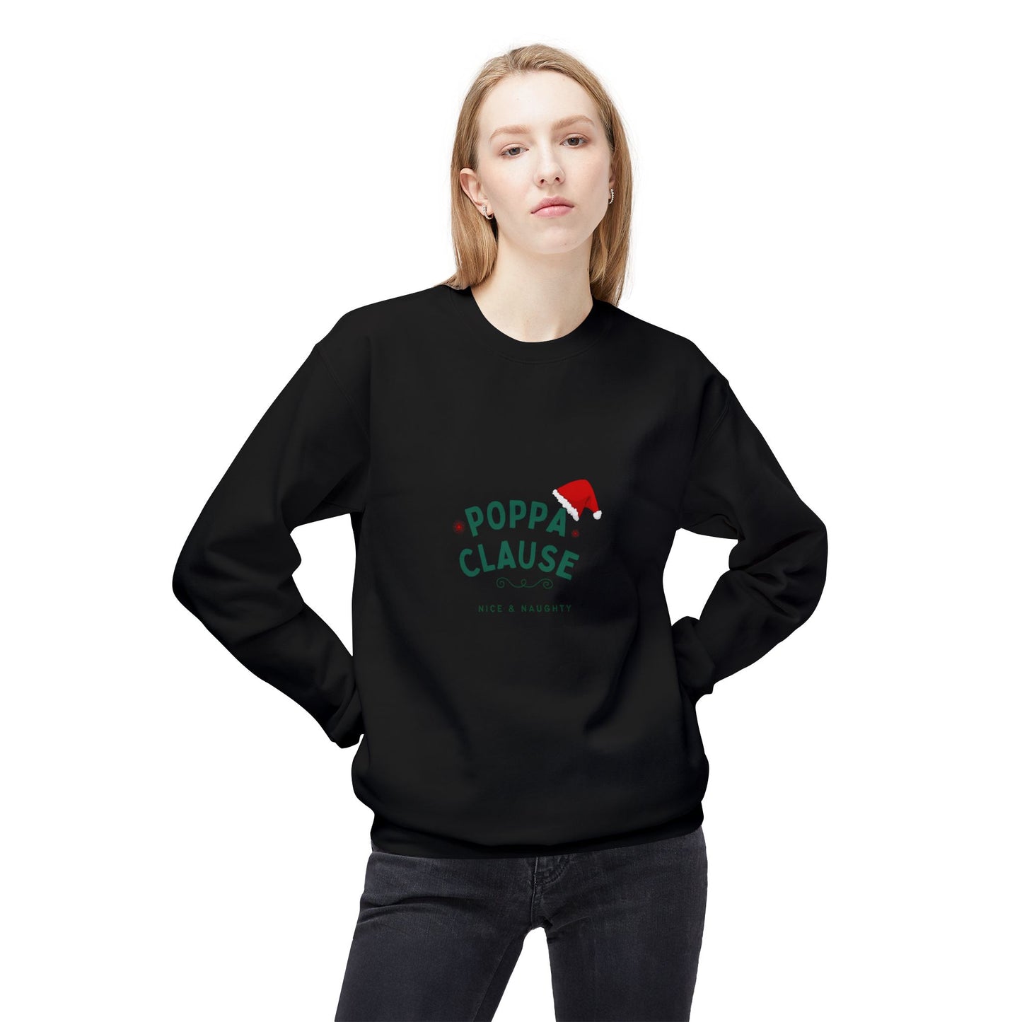 Crew Neck Sweatshirt - Mama's Clause: Stay Cozy & Merry + Bright Quote