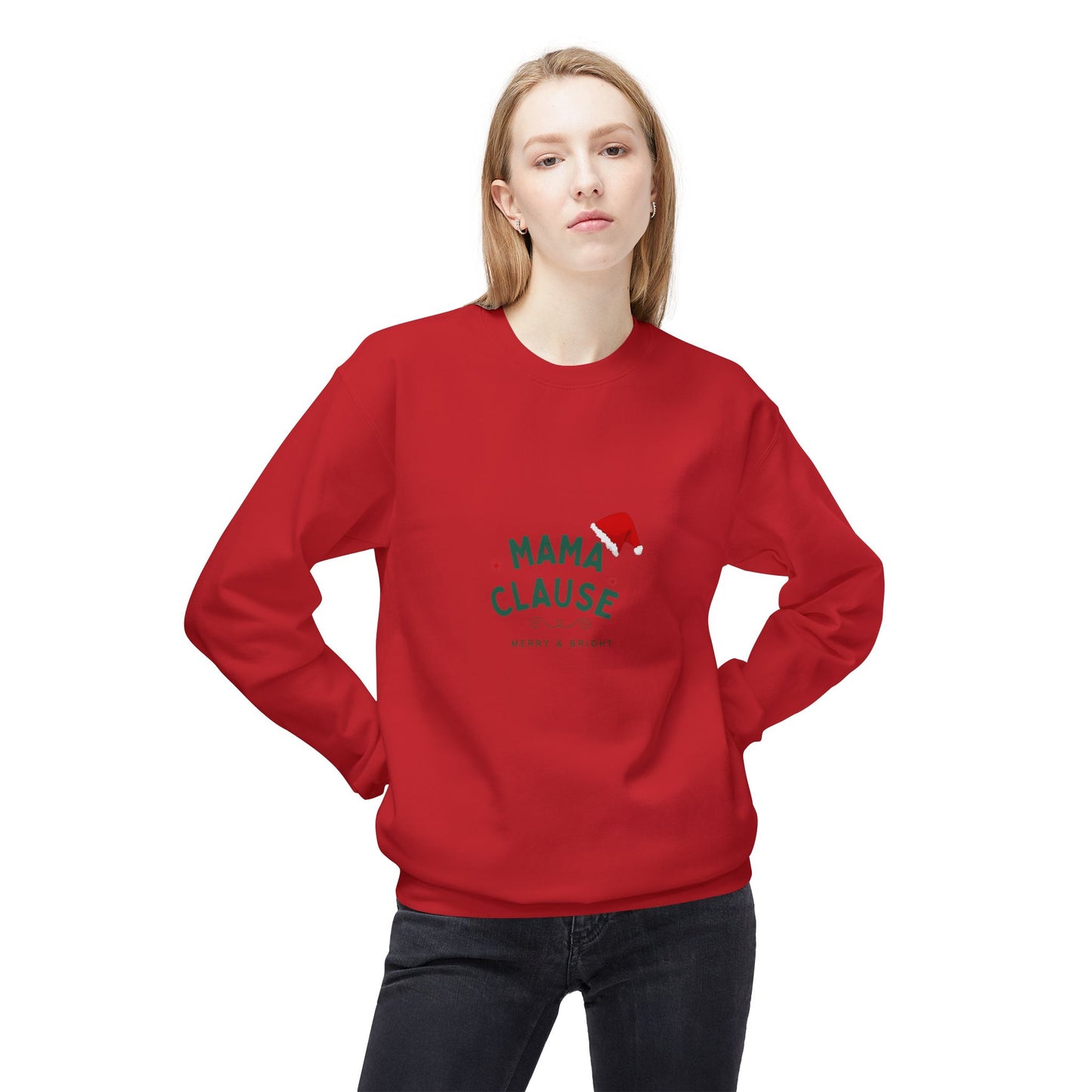 Crew Neck Holiday Mama Clause is Merry & Bright