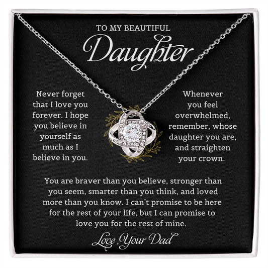 To My Beautiful Daughter | Never Forget That I Love You - Love Knot Necklace