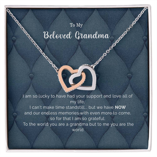 To My Beloved Grandma | Interlocking Hearts necklace