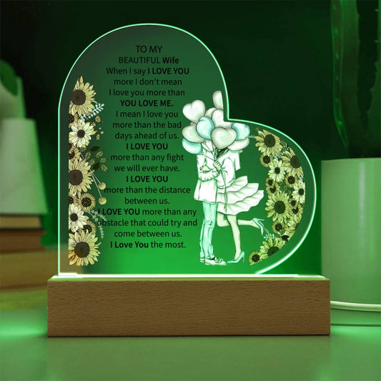 To My Beautiful Wife | Printed Heart Acrylic Plaque