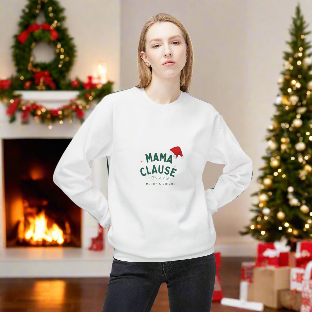 Crew Neck Holiday Mama Clause is Merry & Bright